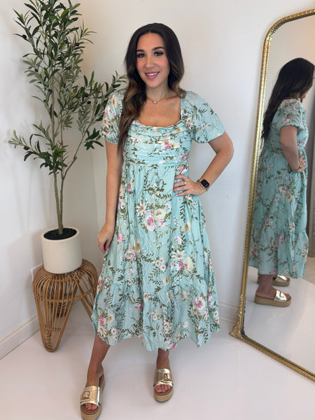Breath of Spring Balloon Sleeve Dress