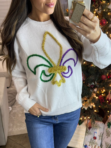 Fleur Di Lis Embroidered Sweater
