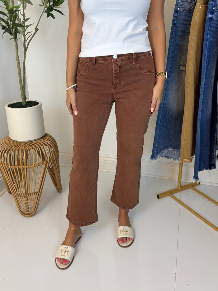 Espresso Cropped Straight Leg Jean - Risen