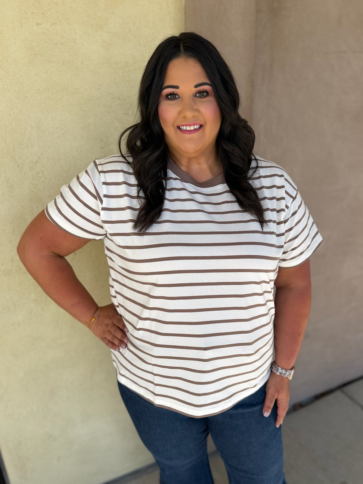 Easy on Me Striped Top - Plus