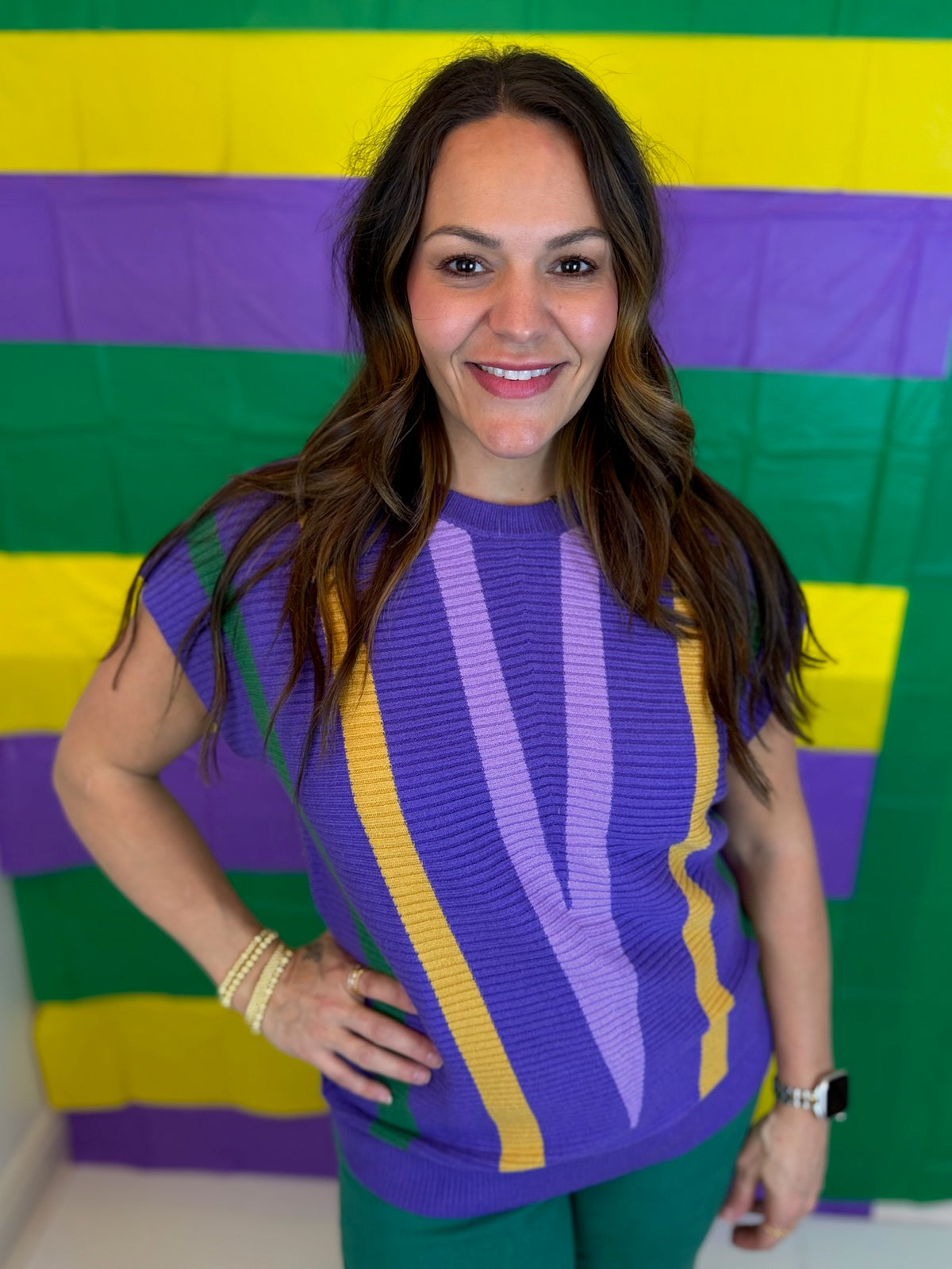 Colorful Krewe Knit Top