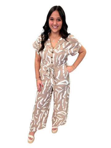 All About Me Abstract Print Jumpsuit