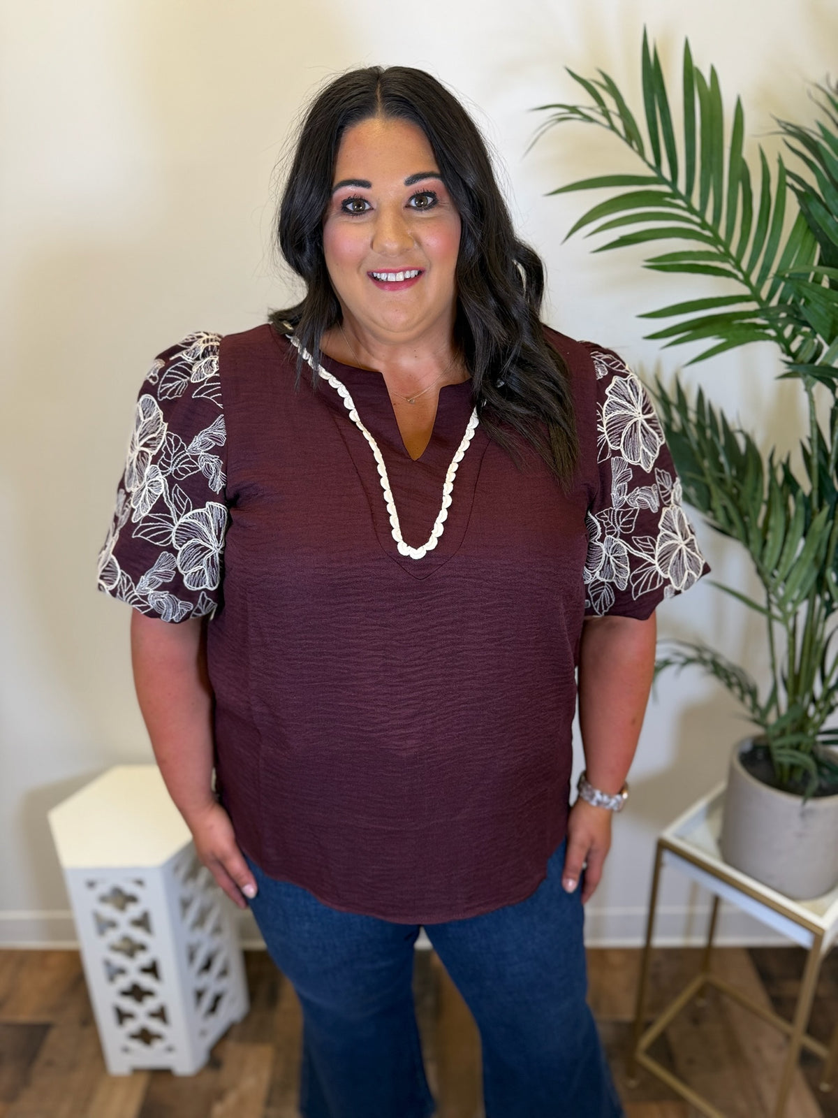 Fine by Me Embroidered Top - Plus