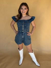 Denim Darling Ruffle Romper