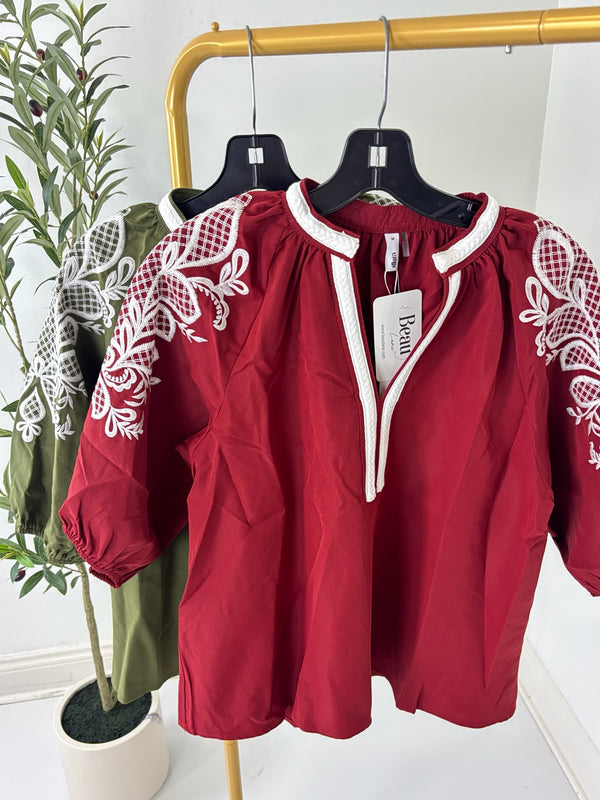Warm Welcome Embroidered Top