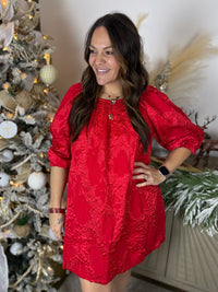 Tinsel and Twirl Jacquard Dress