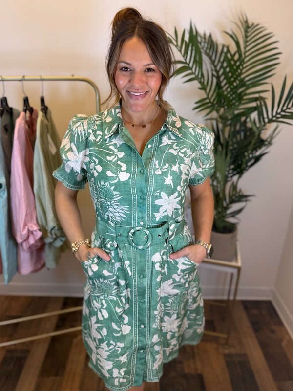 Garden Stroll Button Front Dress