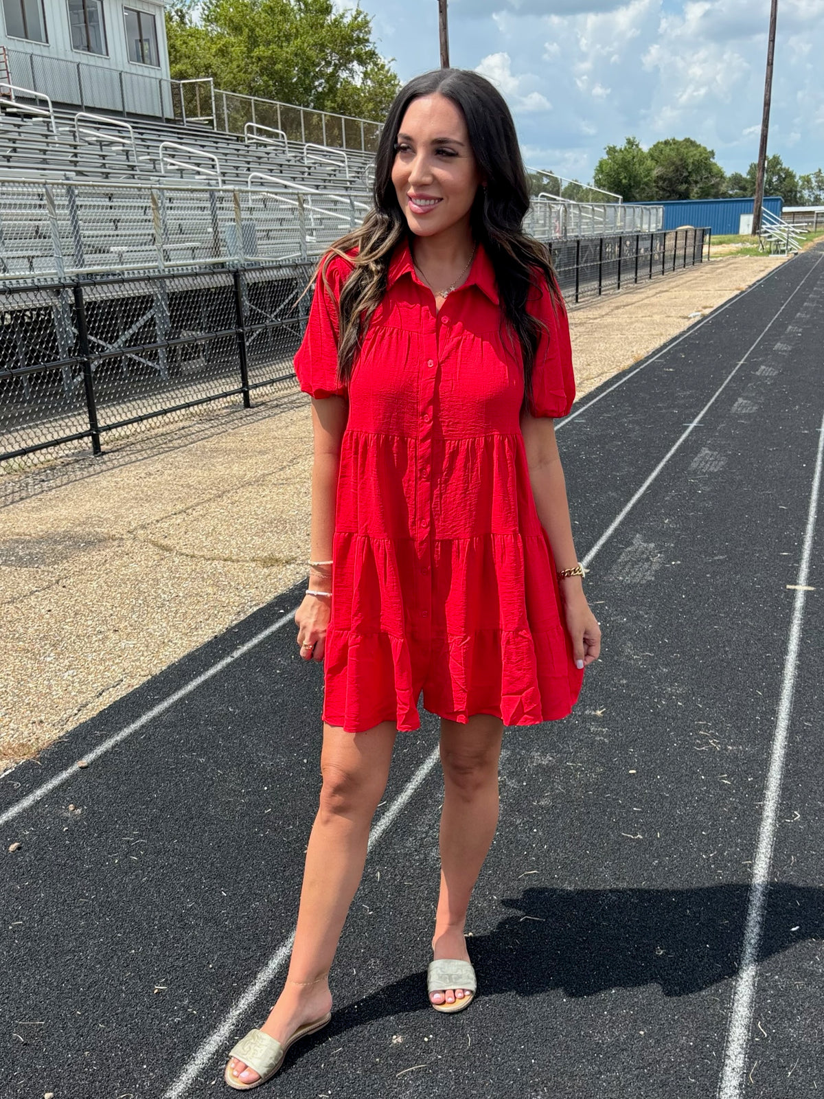 Final Score Button Front Dress