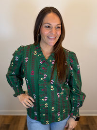 Garden Path Ruffle Trim Blouse