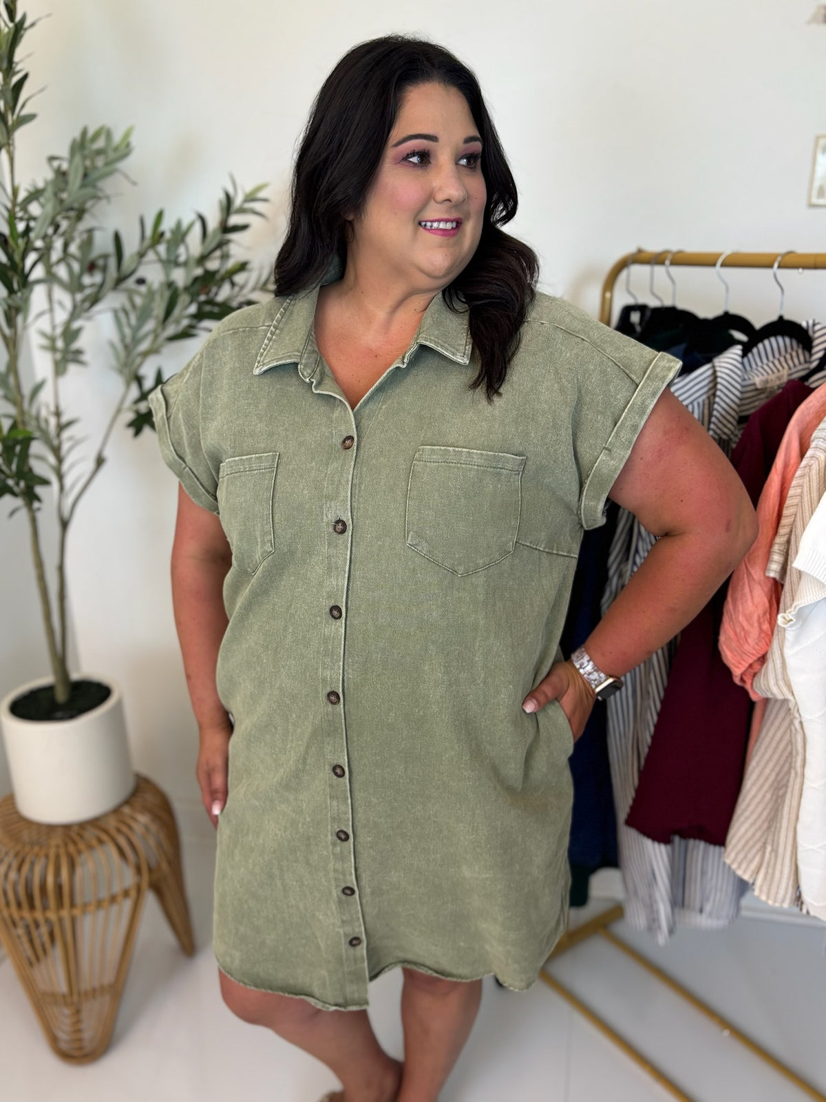 Best Shot Button Front Dress