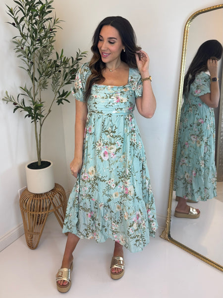 Breath of Spring Balloon Sleeve Dress