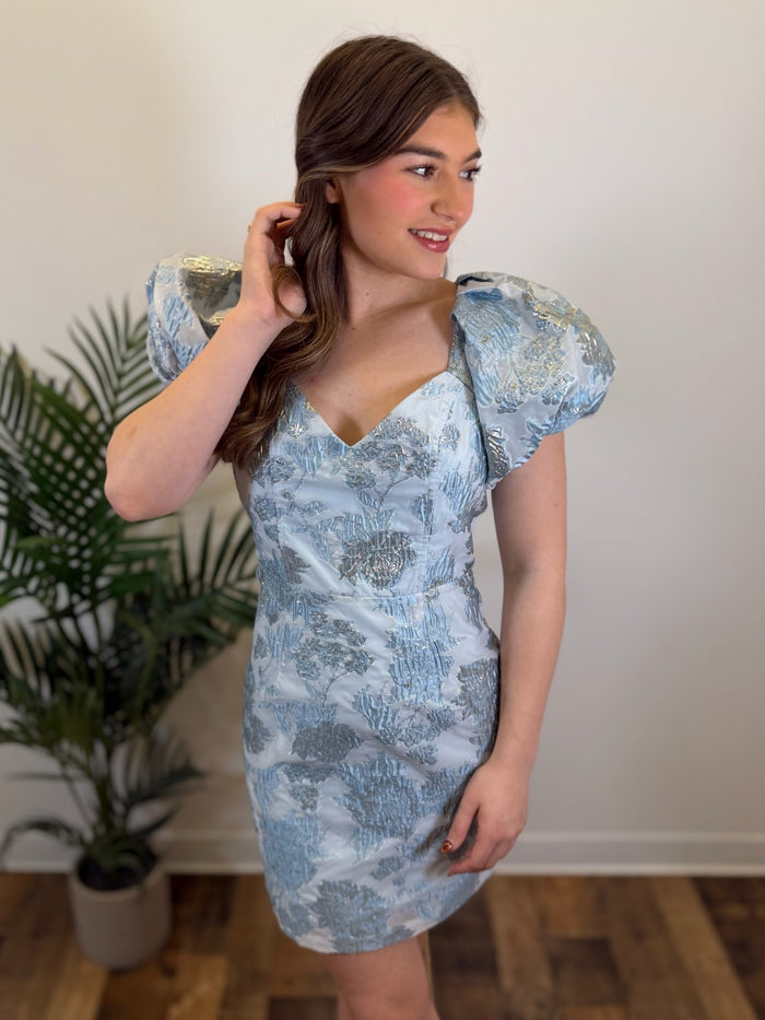 Something Blue Jacquard Dress