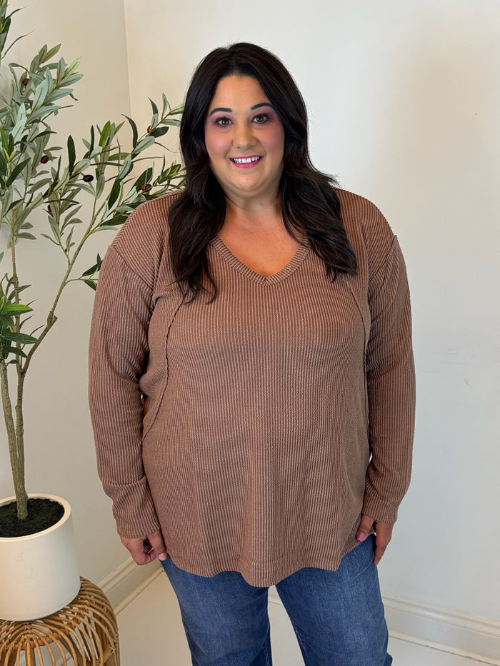 Coffee Break Ribbed Top - Plus