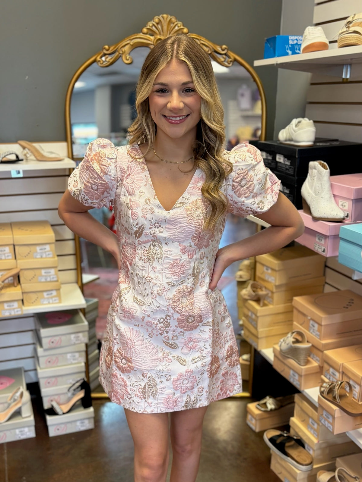 Blush & Bloom Jacquard Dress