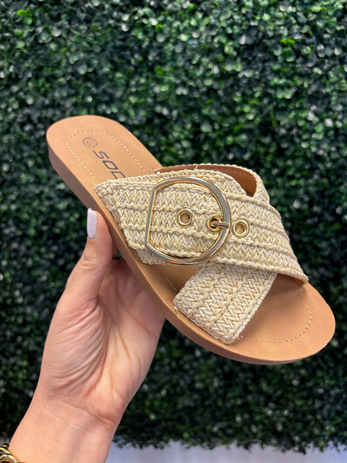 Graphic Sandal - Raffia