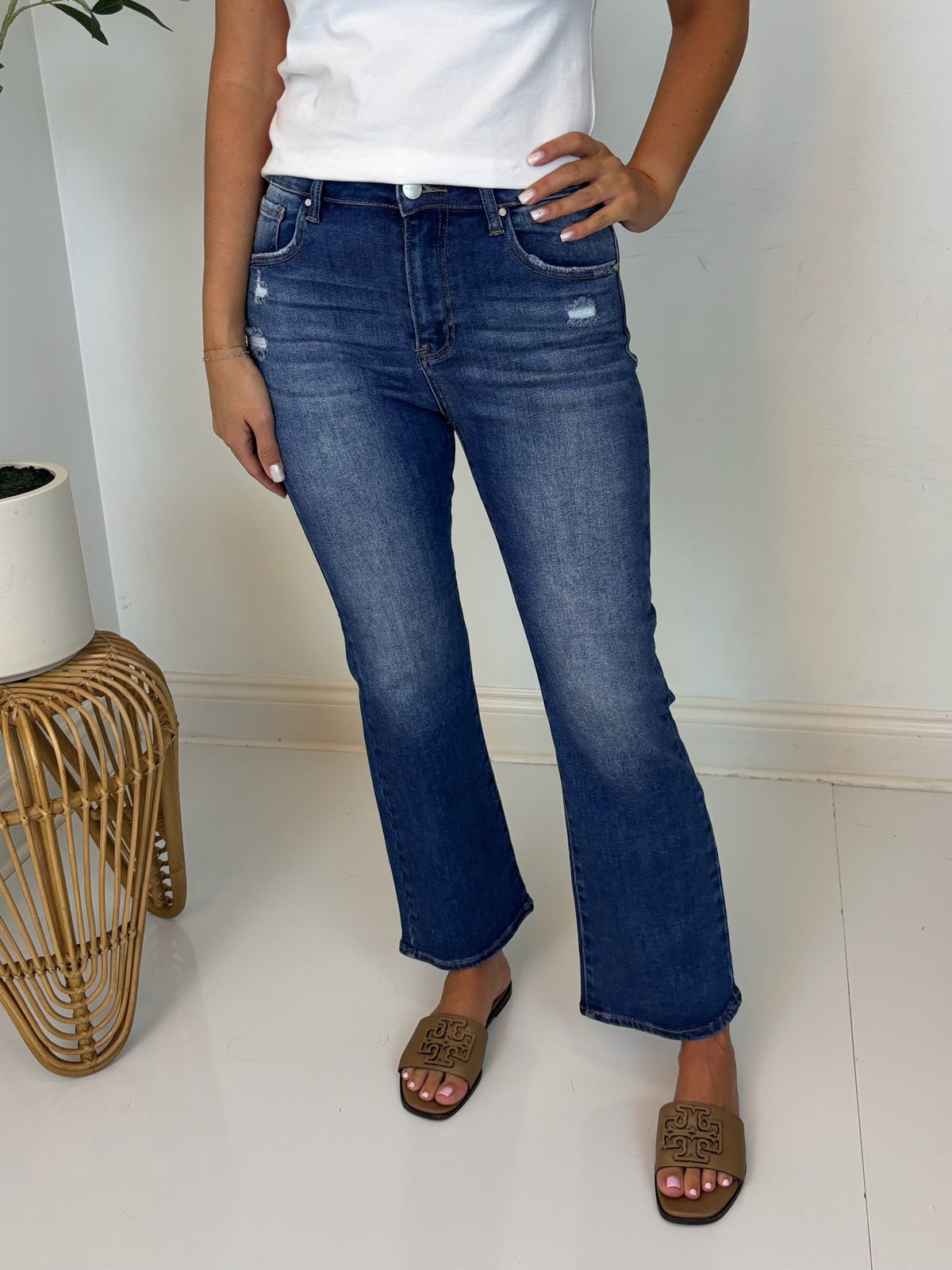 Haley High Rise Ankle Flare Jean -Risen