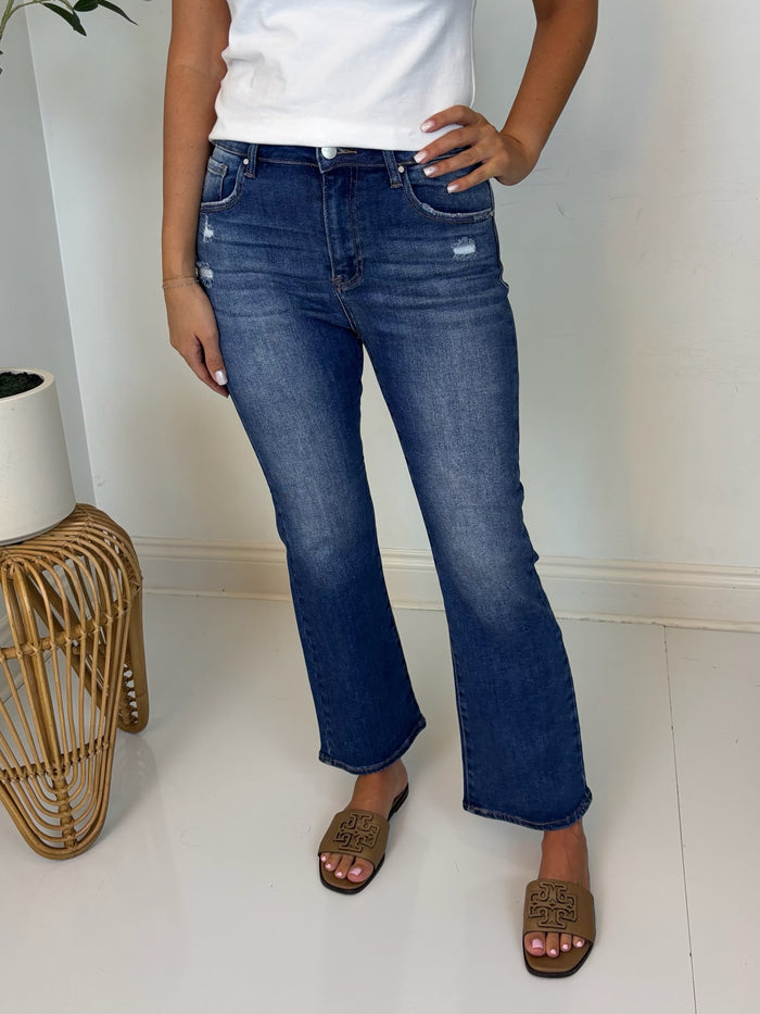 Haley High Rise Ankle Flare Jean -Risen