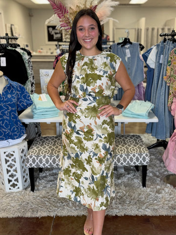 Olive Grove Midi Dress