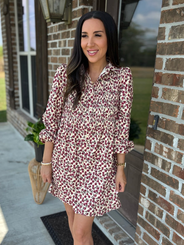 Rustic Rose Corduroy Dress