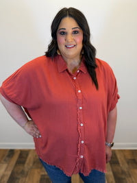 Sunset Button Front Top - Plus