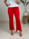 Red Mid Rise Step Hem Jean - Risen
