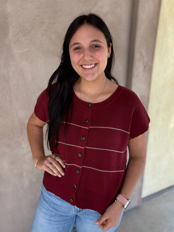 Cranberry Cutie Short Sleeve Cardigan