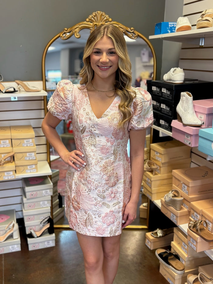Blush & Bloom Jacquard Dress