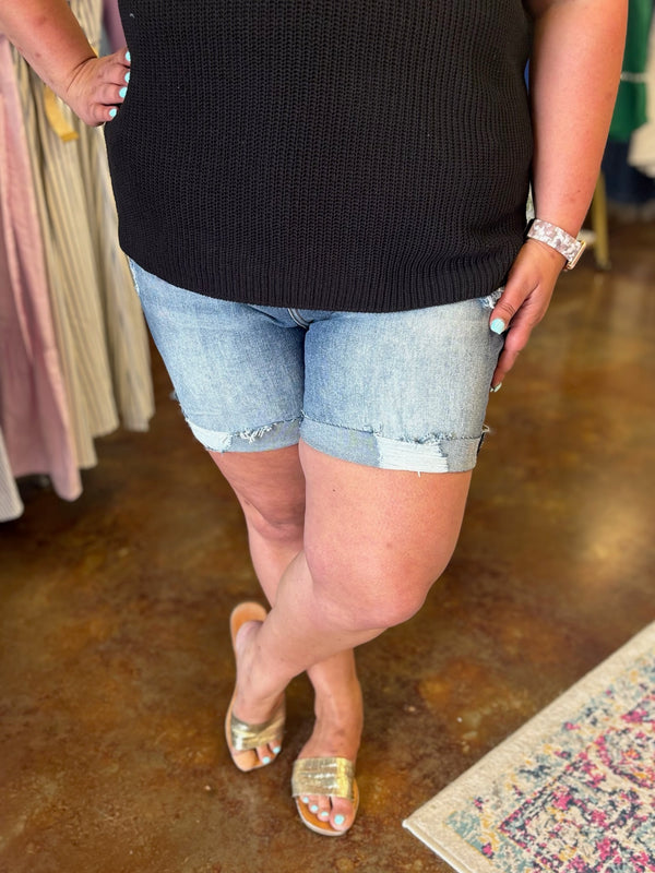 Daphne Distressed Denim Short - Risen (Plus)