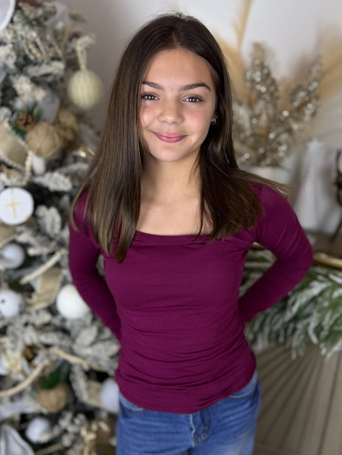 Long Sleeve Scoop Neck Top