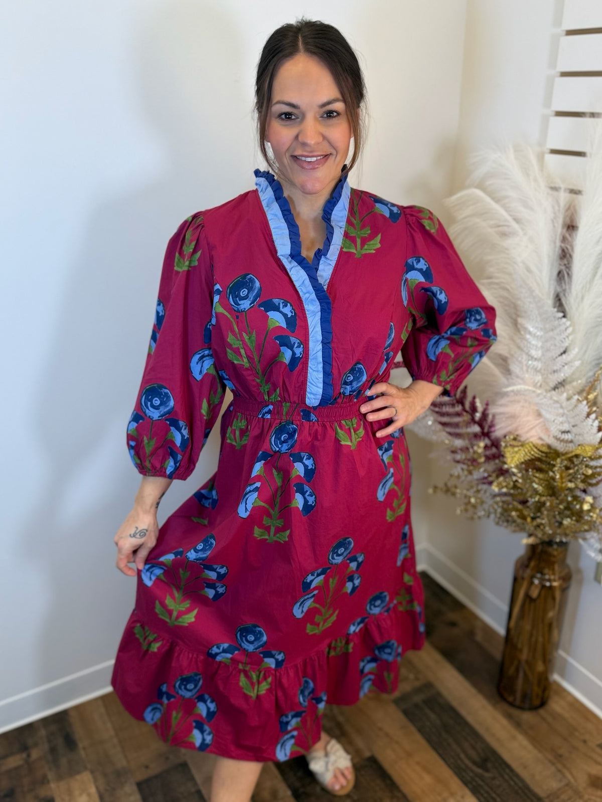 Spring Story Ruffle Trim Dress