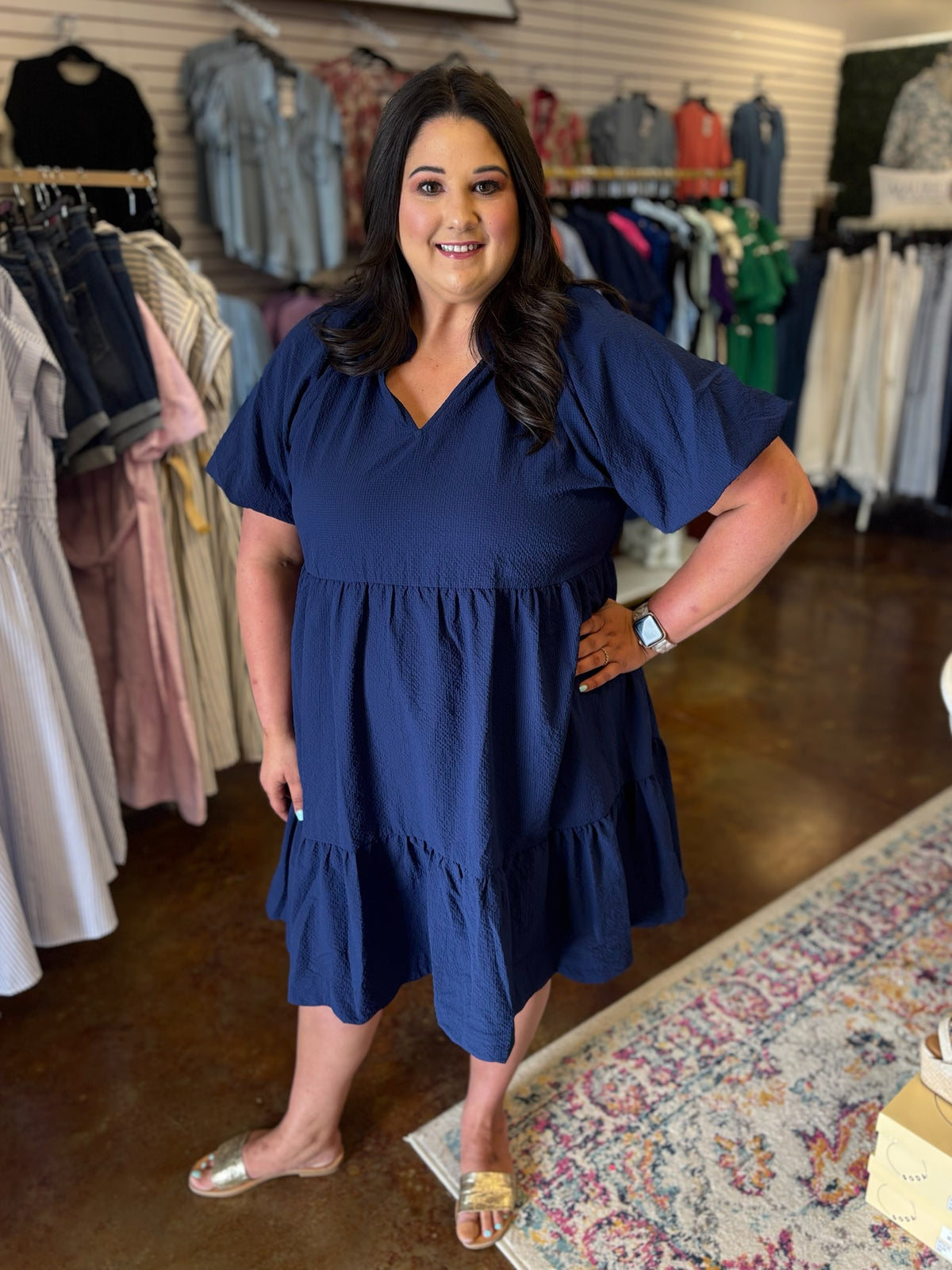 Take a Stroll Textured Dress - Plus