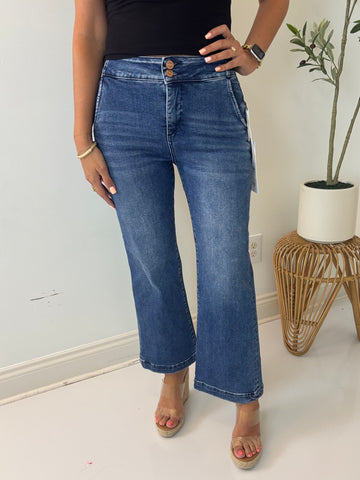 Bea Cropped Tummy Control Bootcut Jean - Risen