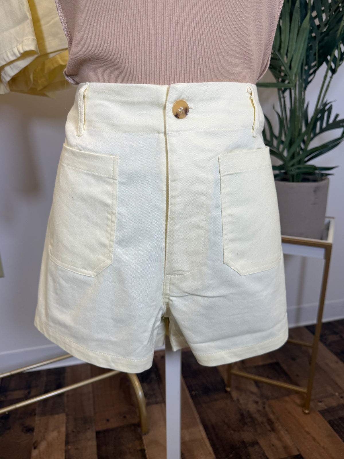 Sunlit Stroll High Rise Shorts - Butter
