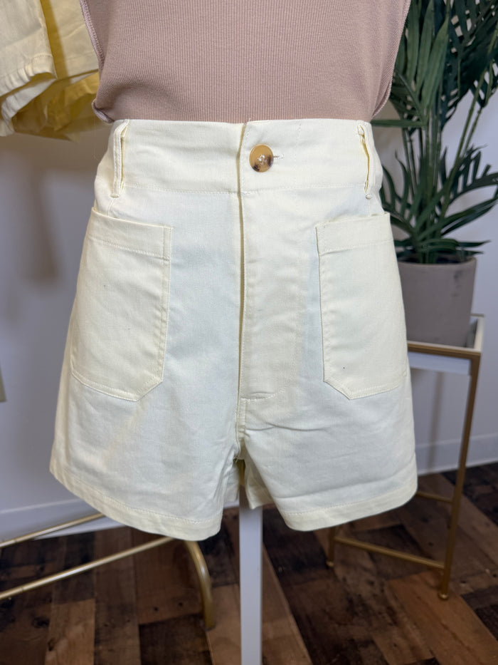 Sunlit Stroll High Rise Shorts - Butter