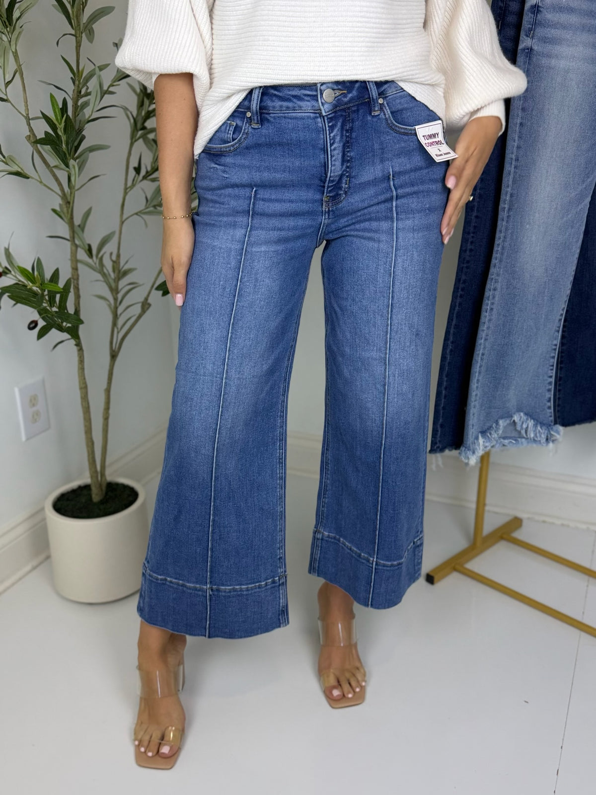 Rory Tummy Control Crop Wide Leg Jean - Risen