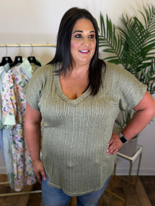 Weekend Ease V Neck Top - Plus