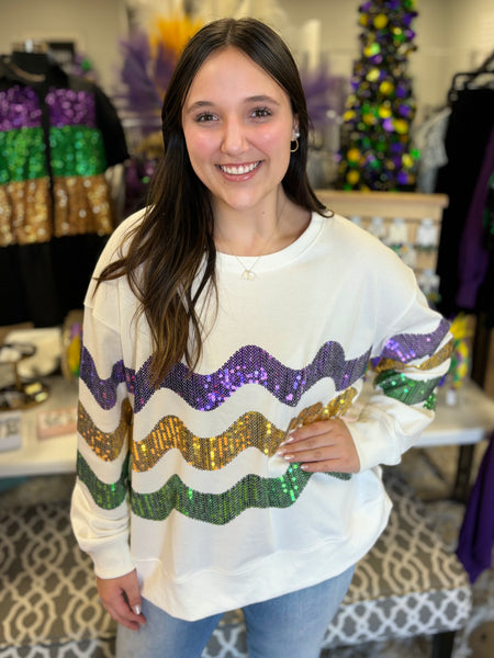 Sequins Wave Mardi Gras Top