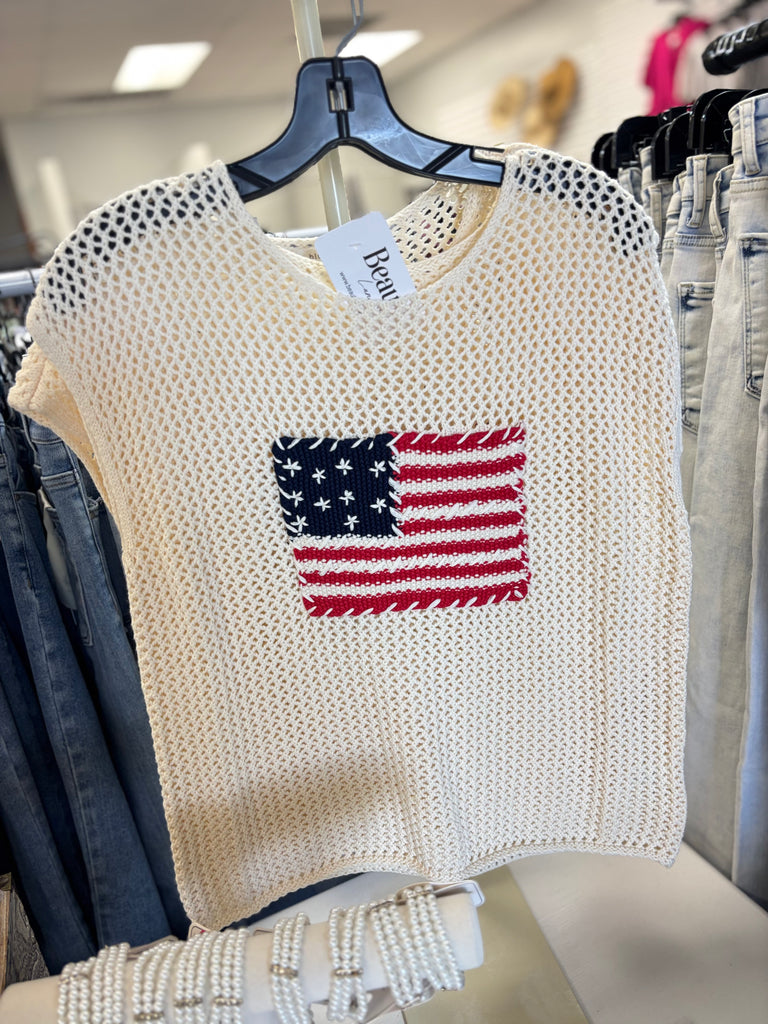 Americana Crochet Knit Top