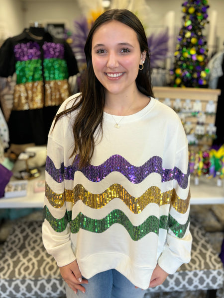 Sequins Wave Mardi Gras Top