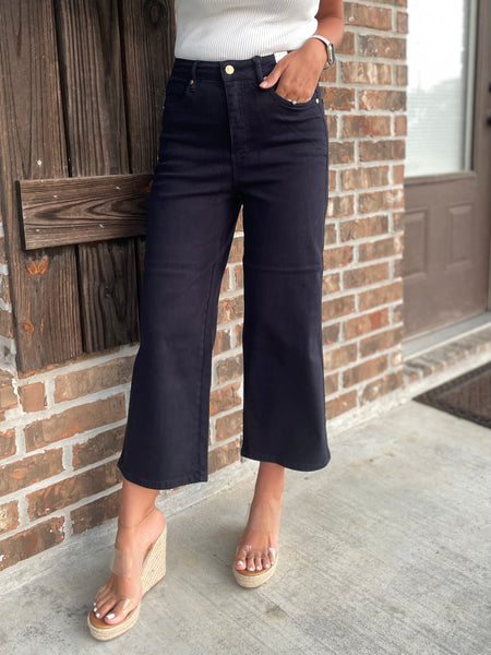 Navy Wide Crop Tummy Control Jeans - Judy Blue