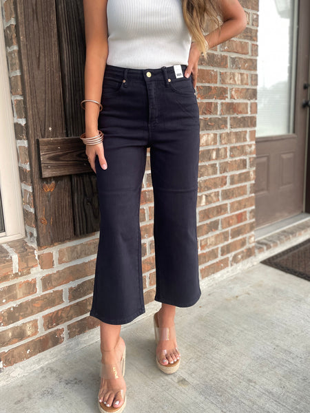 Navy Wide Crop Tummy Control Jeans - Judy Blue