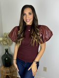 Cool Factor Leather Sleeve Top