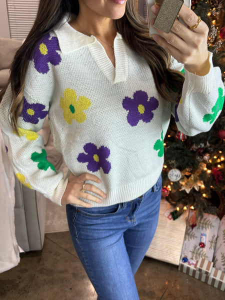 Fat Tuesday Flower Print Sweater