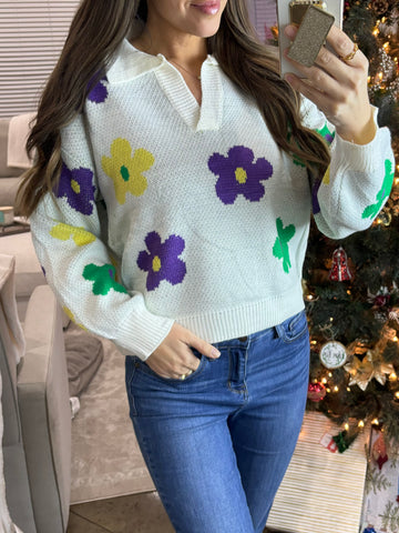 Fat Tuesday Flower Print Sweater