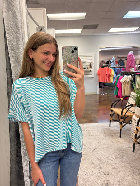 Taking Chances Ribbed Striped Top