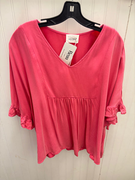 Think Pink Ruffle Sleeve Top