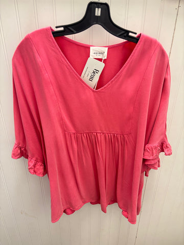 Think Pink Ruffle Sleeve Top