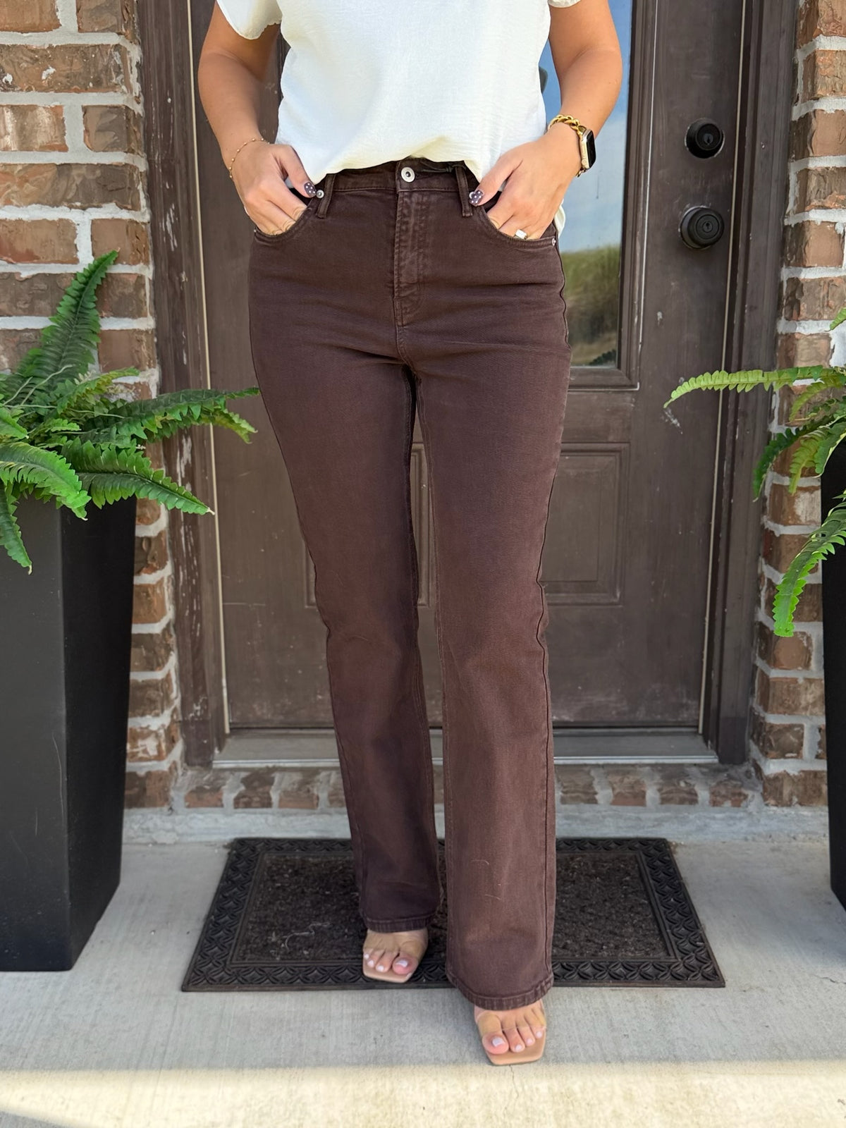 Dark Chocolate High Rise Bootcut Jean