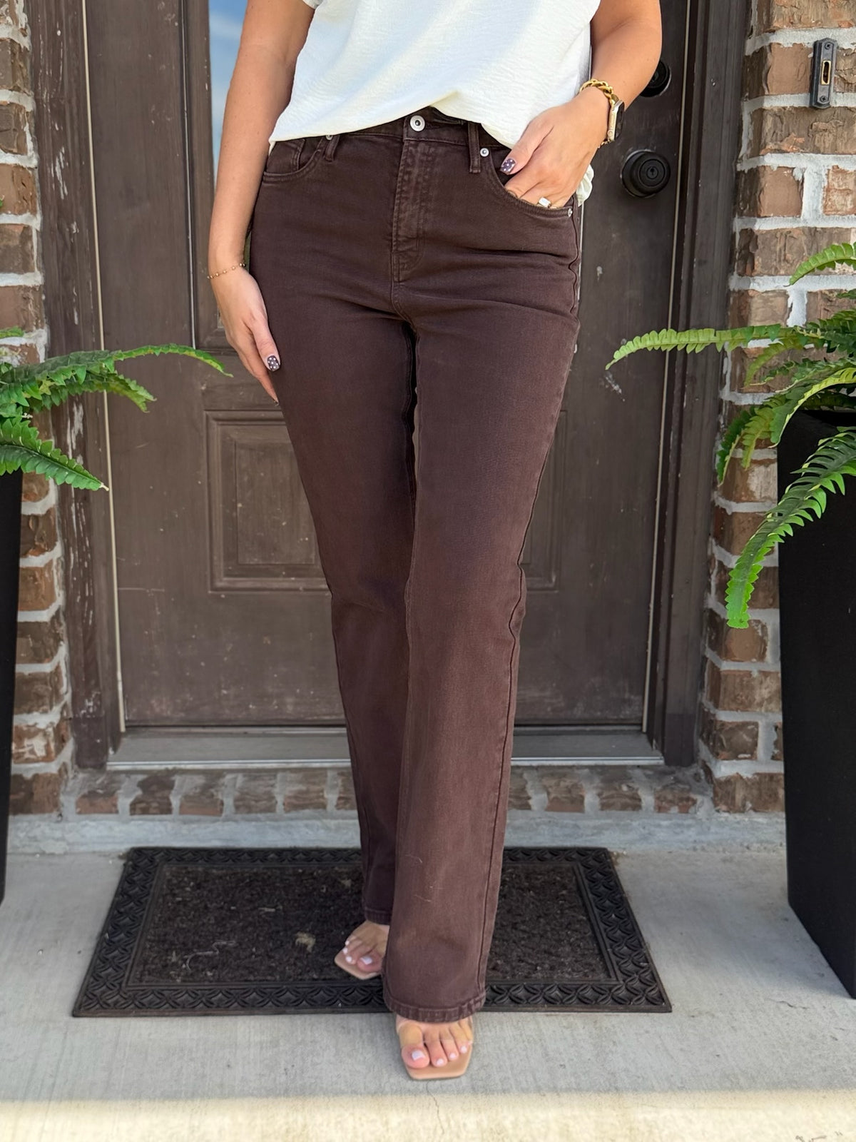 Dark Chocolate High Rise Bootcut Jean