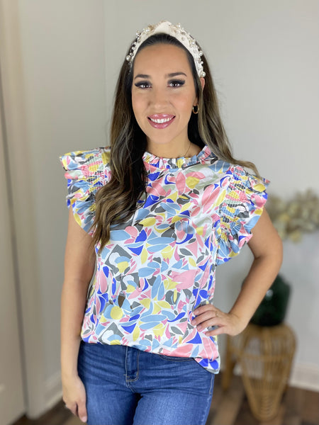 Audrina Abstract Print Top